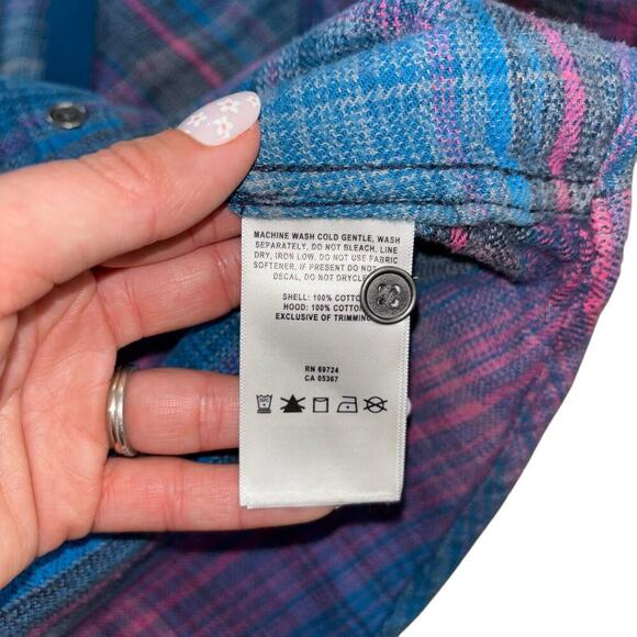 Columbia Hooded Plaid Button Down Shacket Women's S Outdoor Camp Cotton Casual - Picture 7 of 11